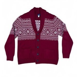 Men's Red Knit Patterned Sweater